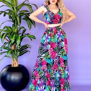 Tropical Floral Maxi Dress